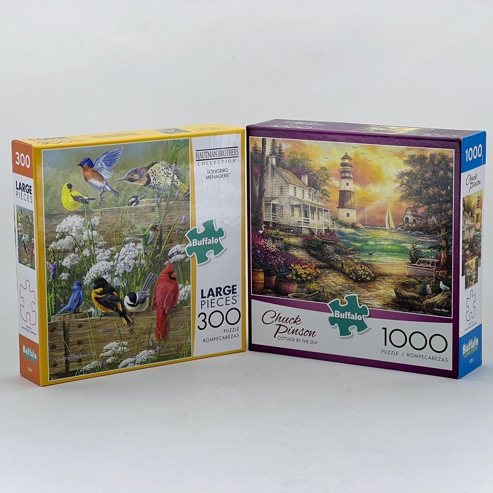 Cottage by the Sea Chuck Pinson 1000 Piece Puzzle 
& Songbird 300 Piece Puzzle